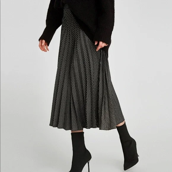 Zara polka dot pleated midi skirt - Picture 1 of 6